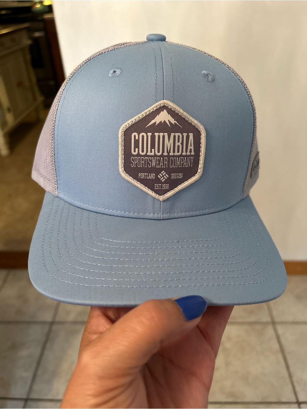 Columbia Light Blue Patch Trucker Hat